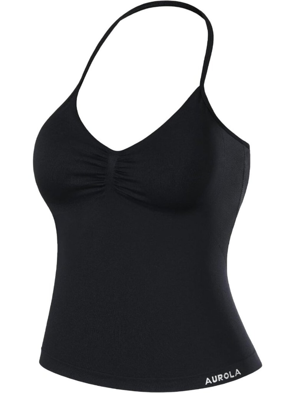 Longline Strappy Workout Halter Top for Women - Padded Bra, Gym & Yoga